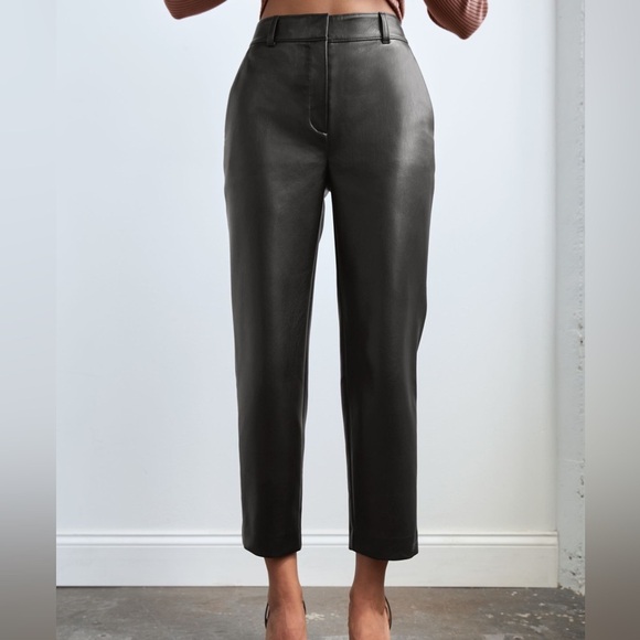 Aritzia Babaton Command Cropped Black Leather Pant Size 2 - Picture 2 of 12